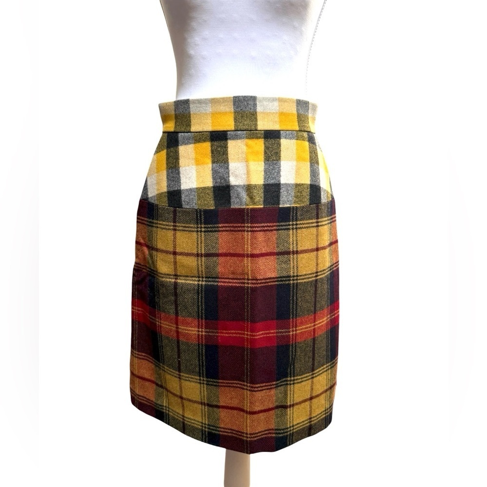 Brooks Brothers Black Fleece Womens Multicolored Plaid 100% Wool Skirt XS / 2